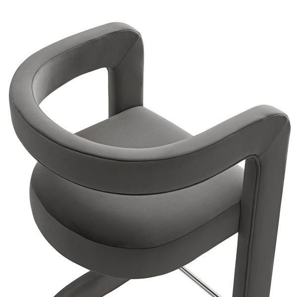 Modway Furniture Winslow Performance Velvet Bar Stools Sculpted Frame with Steel Footrest Set of 2 Storm Gray EEI-7521-STG