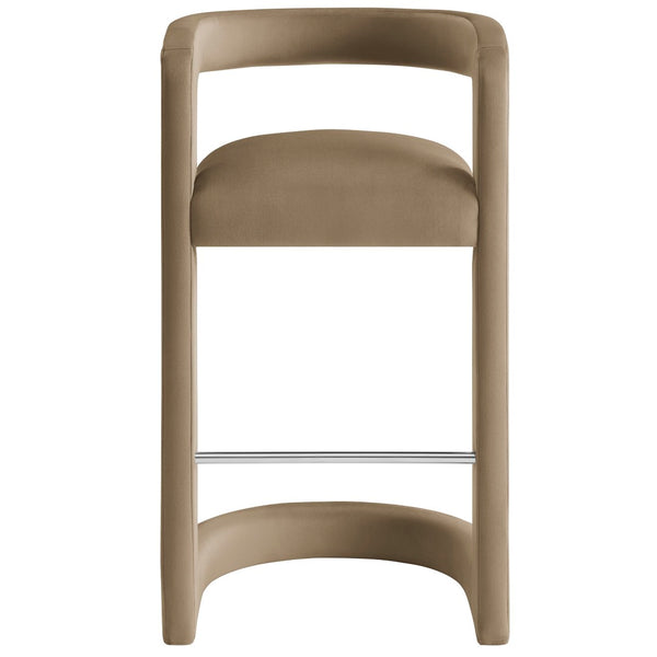 Modway Furniture Winslow Performance Velvet Bar Stools Sculpted Frame with Steel Footrest Set of 2 Taupe EEI-7521-TAU