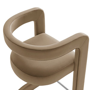 Modway Furniture Winslow Performance Velvet Bar Stools Sculpted Frame with Steel Footrest Set of 2 Taupe EEI-7521-TAU