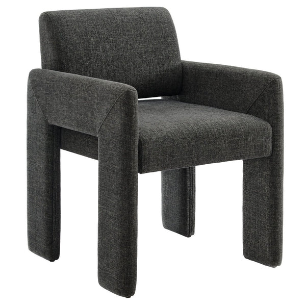 Modway Furniture Daven Modway Mid-century Woven Fabric Armchair with Angled Legs for Dining Rooms Charcoal EEI-7524-CHA