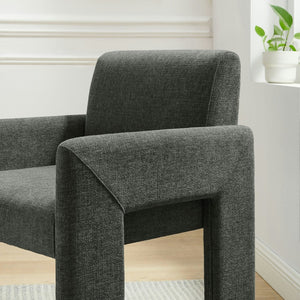 Modway Furniture Daven Modway Mid-century Woven Fabric Armchair with Angled Legs for Dining Rooms Charcoal EEI-7524-CHA