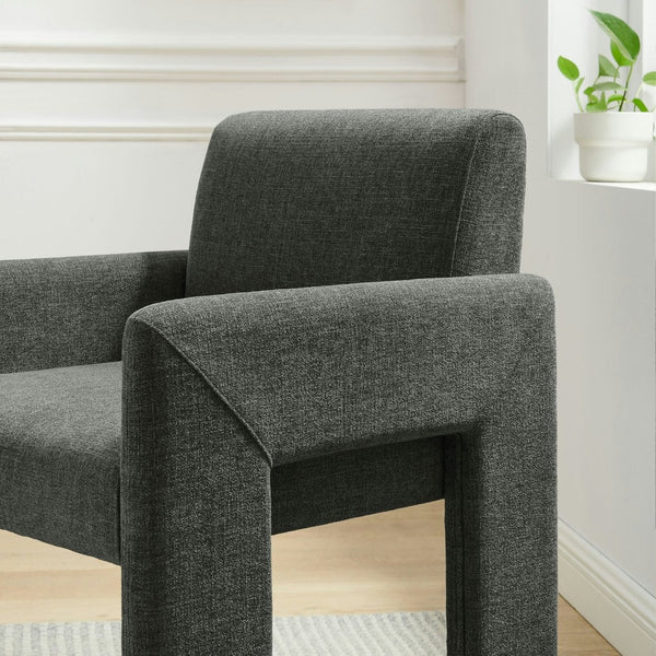 Modway Furniture Daven Modway Mid-century Woven Fabric Armchair with Angled Legs for Dining Rooms Charcoal EEI-7524-CHA