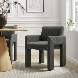 Modway Furniture Daven Modway Mid-century Woven Fabric Armchair with Angled Legs for Dining Rooms Charcoal EEI-7524-CHA