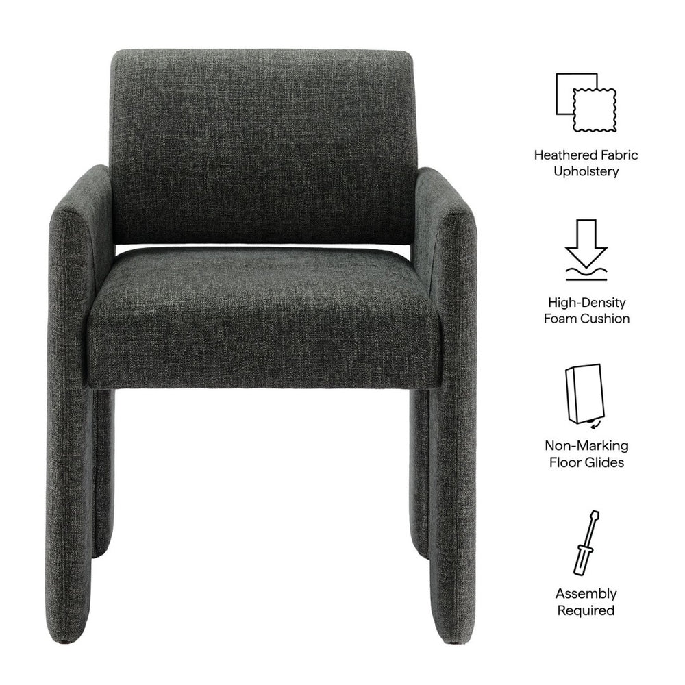 Modway Furniture Daven Modway Mid-century Woven Fabric Armchair with Angled Legs for Dining Rooms Charcoal EEI-7524-CHA