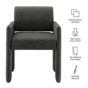 Modway Furniture Daven Modway Mid-century Woven Fabric Armchair with Angled Legs for Dining Rooms Charcoal EEI-7524-CHA