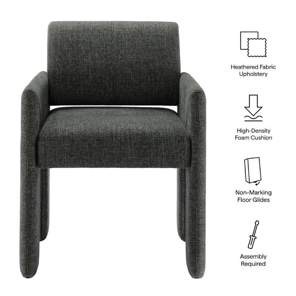 Modway Furniture Daven Modway Mid-century Woven Fabric Armchair with Angled Legs for Dining Rooms Charcoal EEI-7524-CHA