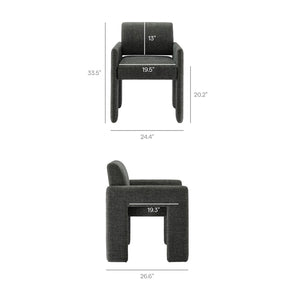 Modway Furniture Daven Modway Mid-century Woven Fabric Armchair with Angled Legs for Dining Rooms Charcoal EEI-7524-CHA