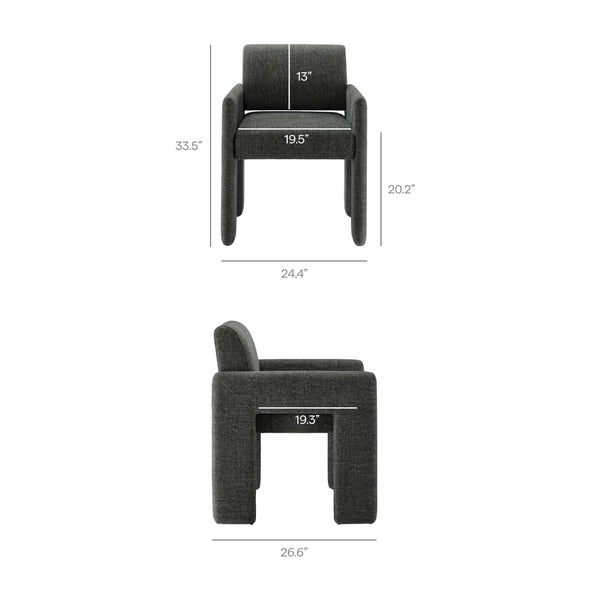 Modway Furniture Daven Modway Mid-century Woven Fabric Armchair with Angled Legs for Dining Rooms Charcoal EEI-7524-CHA