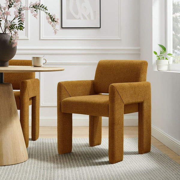 Modway Furniture Daven Modway Mid-century Woven Fabric Armchair with Angled Legs for Dining Rooms Copper EEI-7524-COP