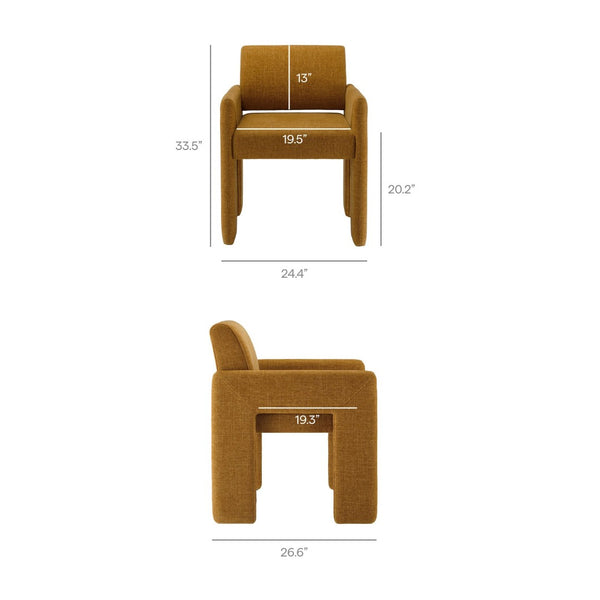 Modway Furniture Daven Modway Mid-century Woven Fabric Armchair with Angled Legs for Dining Rooms Copper EEI-7524-COP