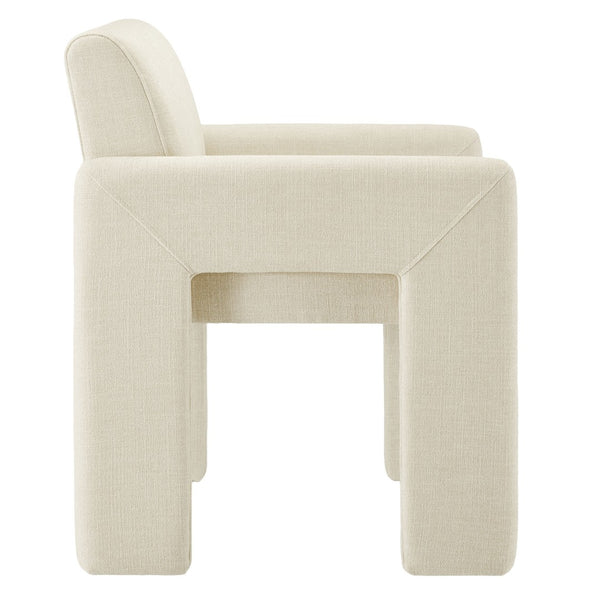 Modway Furniture Daven Modway Mid-century Woven Fabric Armchair with Angled Legs for Dining Rooms Ecru EEI-7524-ECR