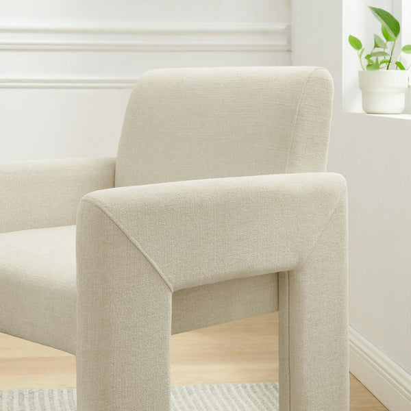Modway Furniture Daven Modway Mid-century Woven Fabric Armchair with Angled Legs for Dining Rooms Ecru EEI-7524-ECR