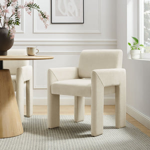Modway Furniture Daven Modway Mid-century Woven Fabric Armchair with Angled Legs for Dining Rooms Ecru EEI-7524-ECR