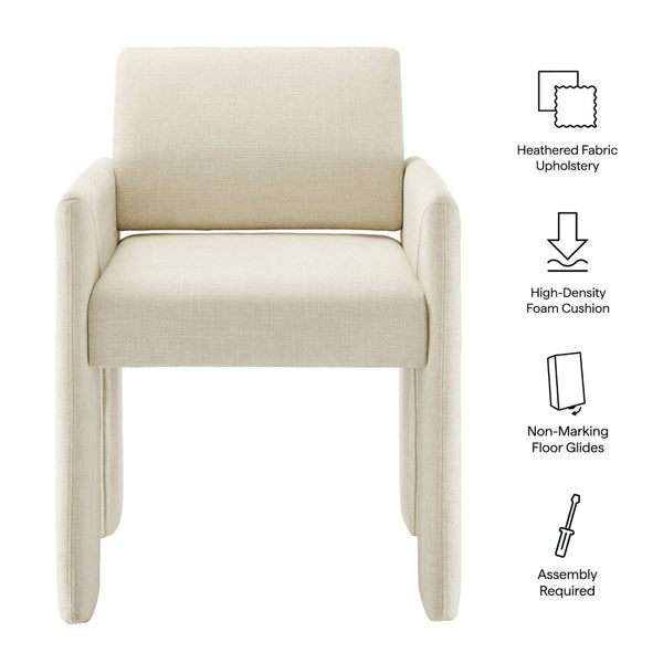 Modway Furniture Daven Modway Mid-century Woven Fabric Armchair with Angled Legs for Dining Rooms Ecru EEI-7524-ECR