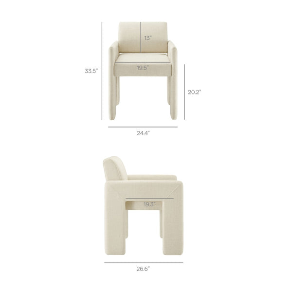 Modway Furniture Daven Modway Mid-century Woven Fabric Armchair with Angled Legs for Dining Rooms Ecru EEI-7524-ECR
