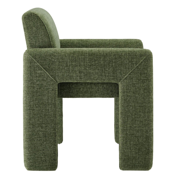 Modway Furniture Daven Modway Mid-century Woven Fabric Armchair with Angled Legs for Dining Rooms Foliage EEI-7524-FOL