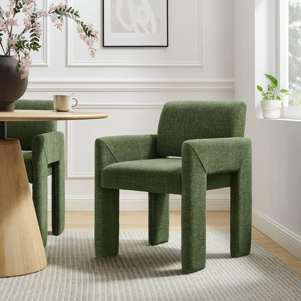 Modway Furniture Daven Modway Mid-century Woven Fabric Armchair with Angled Legs for Dining Rooms Foliage EEI-7524-FOL