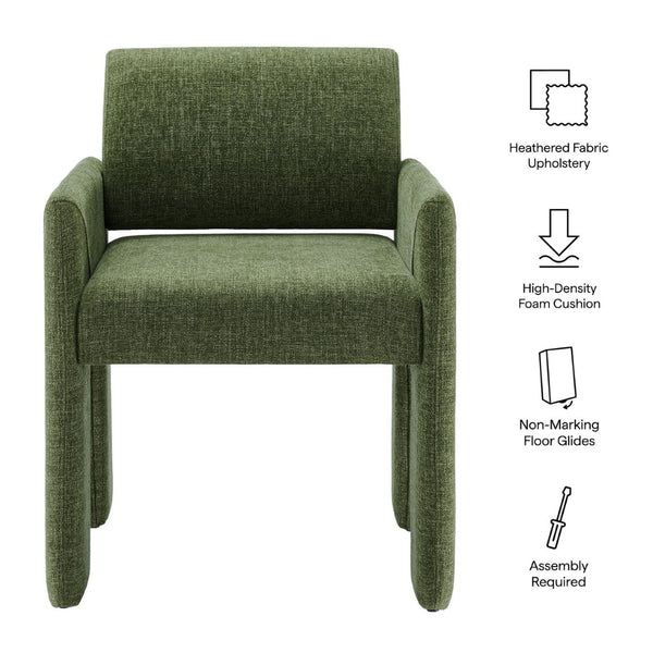 Modway Furniture Daven Modway Mid-century Woven Fabric Armchair with Angled Legs for Dining Rooms Foliage EEI-7524-FOL