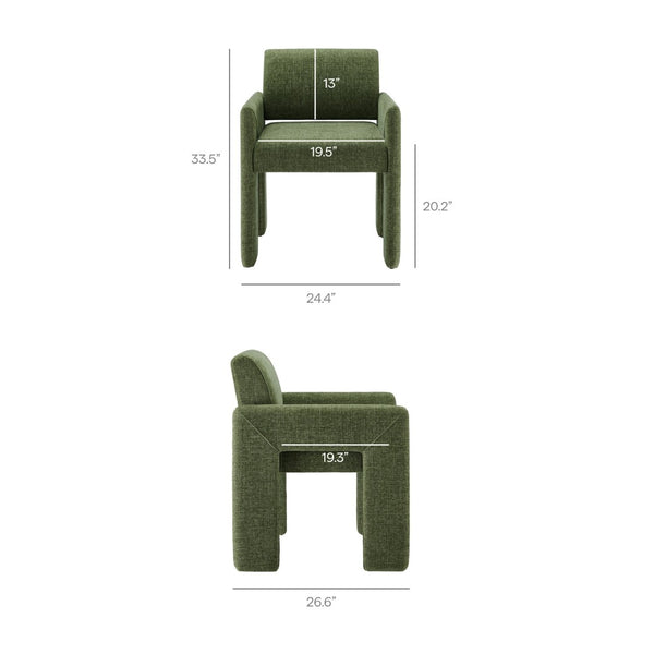 Modway Furniture Daven Modway Mid-century Woven Fabric Armchair with Angled Legs for Dining Rooms Foliage EEI-7524-FOL