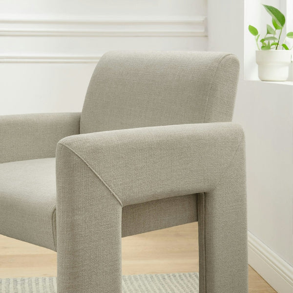Modway Furniture Daven Modway Mid-century Woven Fabric Armchair with Angled Legs for Dining Rooms Linen EEI-7524-LIN