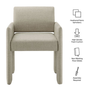 Modway Furniture Daven Modway Mid-century Woven Fabric Armchair with Angled Legs for Dining Rooms Linen EEI-7524-LIN