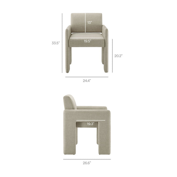 Modway Furniture Daven Modway Mid-century Woven Fabric Armchair with Angled Legs for Dining Rooms Linen EEI-7524-LIN
