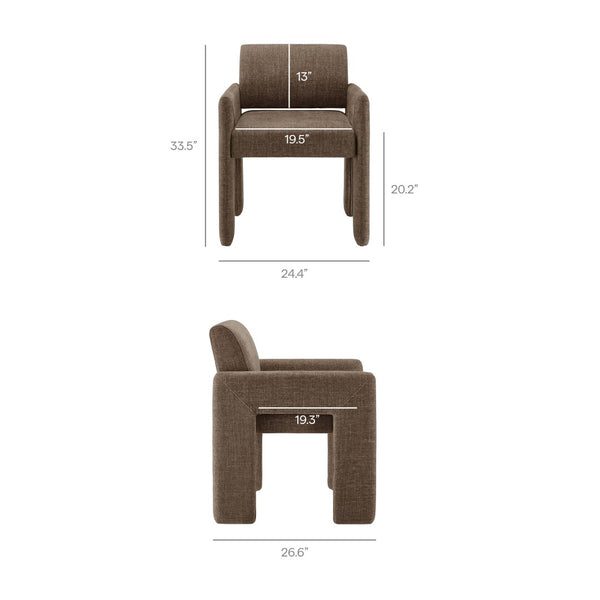 Modway Furniture Daven Modway Mid-century Woven Fabric Armchair with Angled Legs for Dining Rooms Mocha EEI-7524-MOC
