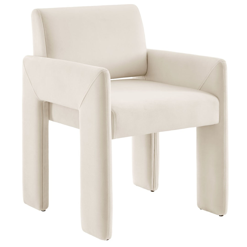 Modway Furniture Daven Mid-century Velvet Dining Armchair with Angled Legs and Stain-resistant Upholstery Alabaster EEI-7525-ALA