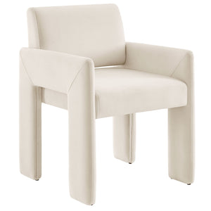 Modway Furniture Daven Mid-century Velvet Dining Armchair with Angled Legs and Stain-resistant Upholstery Alabaster EEI-7525-ALA