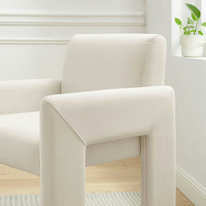 Modway Furniture Daven Mid-century Velvet Dining Armchair with Angled Legs and Stain-resistant Upholstery Alabaster EEI-7525-ALA