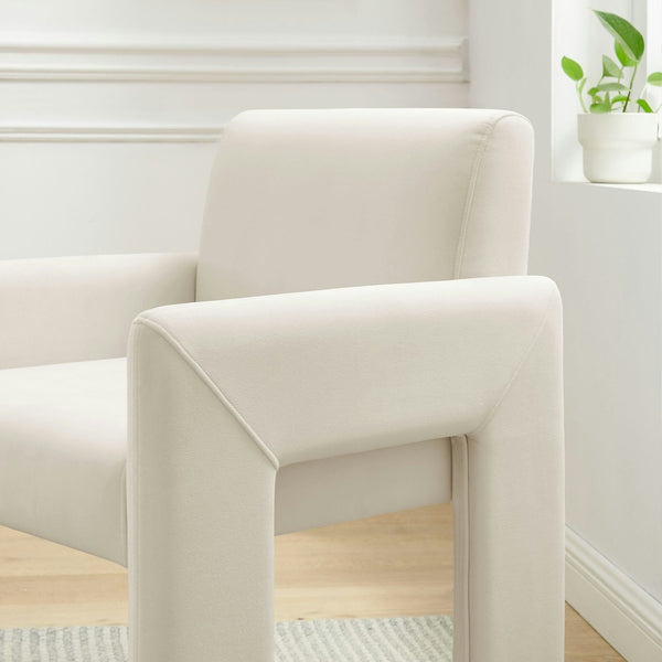 Modway Furniture Daven Mid-century Velvet Dining Armchair with Angled Legs and Stain-resistant Upholstery Alabaster EEI-7525-ALA