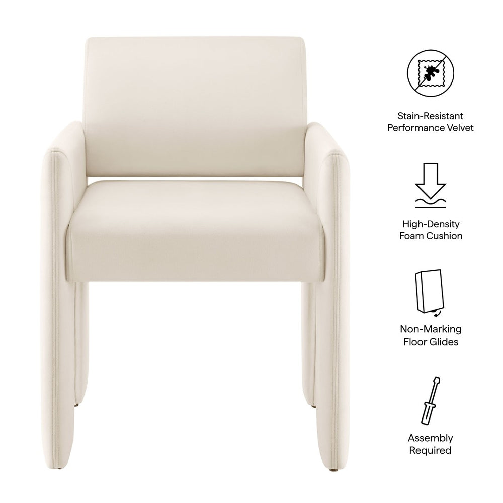 Modway Furniture Daven Mid-century Velvet Dining Armchair with Angled Legs and Stain-resistant Upholstery Alabaster EEI-7525-ALA