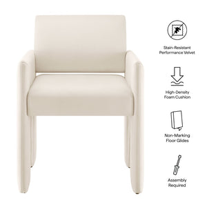 Modway Furniture Daven Mid-century Velvet Dining Armchair with Angled Legs and Stain-resistant Upholstery Alabaster EEI-7525-ALA