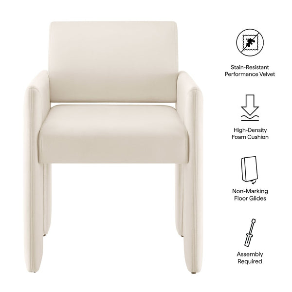 Modway Furniture Daven Mid-century Velvet Dining Armchair with Angled Legs and Stain-resistant Upholstery Alabaster EEI-7525-ALA