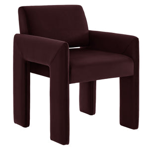 Modway Furniture Daven Mid-century Velvet Dining Armchair with Angled Legs and Stain-resistant Upholstery Mulberry EEI-7525-MUL