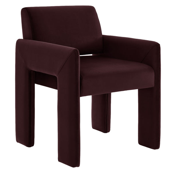 Modway Furniture Daven Mid-century Velvet Dining Armchair with Angled Legs and Stain-resistant Upholstery Mulberry EEI-7525-MUL
