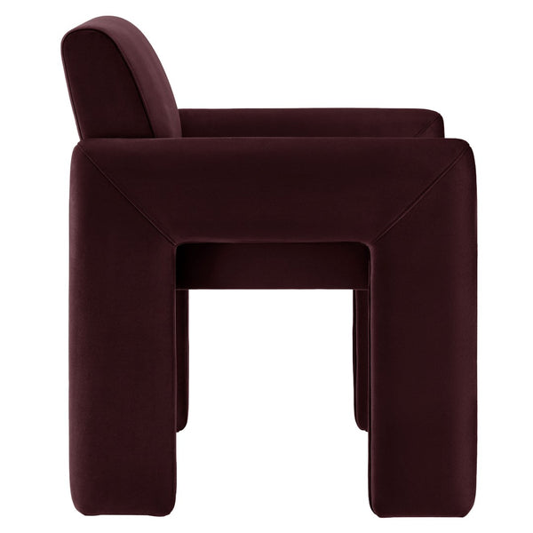 Modway Furniture Daven Mid-century Velvet Dining Armchair with Angled Legs and Stain-resistant Upholstery Mulberry EEI-7525-MUL