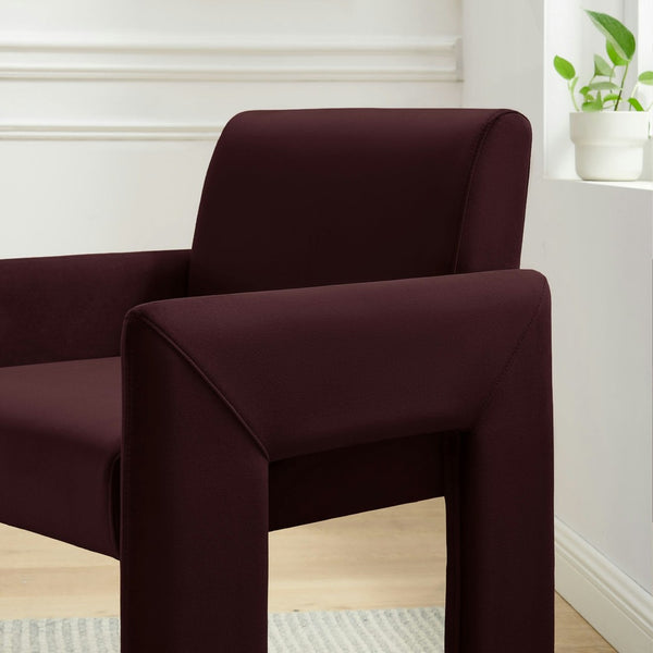 Modway Furniture Daven Mid-century Velvet Dining Armchair with Angled Legs and Stain-resistant Upholstery Mulberry EEI-7525-MUL