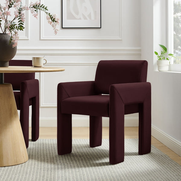 Modway Furniture Daven Mid-century Velvet Dining Armchair with Angled Legs and Stain-resistant Upholstery Mulberry EEI-7525-MUL