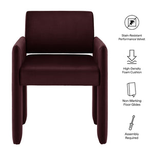 Modway Furniture Daven Mid-century Velvet Dining Armchair with Angled Legs and Stain-resistant Upholstery Mulberry EEI-7525-MUL