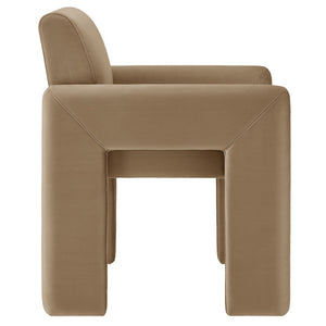 Modway Furniture Daven Mid-century Velvet Dining Armchair with Angled Legs and Stain-resistant Upholstery Taupe EEI-7525-TAU