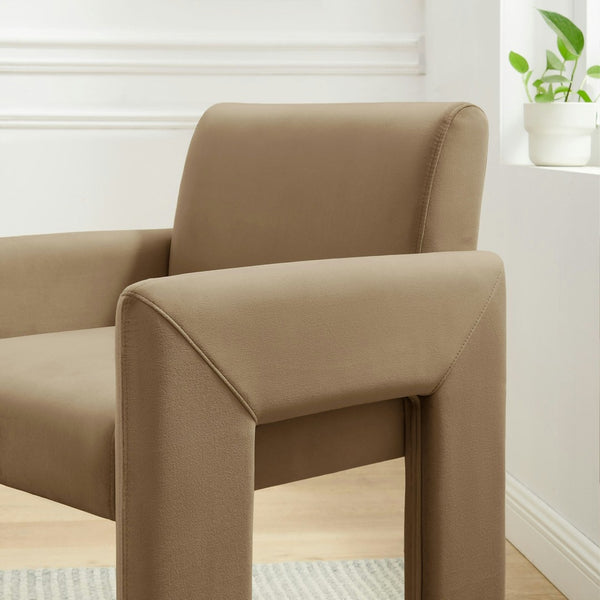 Modway Furniture Daven Mid-century Velvet Dining Armchair with Angled Legs and Stain-resistant Upholstery Taupe EEI-7525-TAU