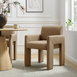 Modway Furniture Daven Mid-century Velvet Dining Armchair with Angled Legs and Stain-resistant Upholstery Taupe EEI-7525-TAU