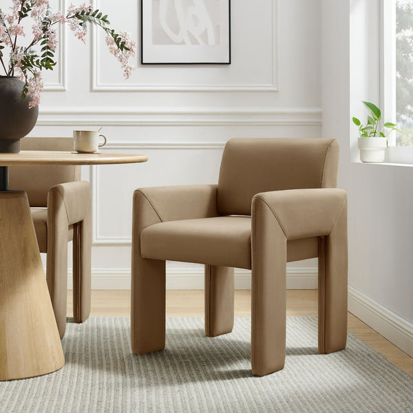 Modway Furniture Daven Mid-century Velvet Dining Armchair with Angled Legs and Stain-resistant Upholstery Taupe EEI-7525-TAU