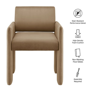 Modway Furniture Daven Mid-century Velvet Dining Armchair with Angled Legs and Stain-resistant Upholstery Taupe EEI-7525-TAU