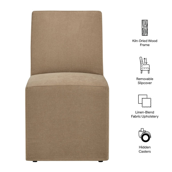 Modway Furniture Tessera Modway Slipcovered Dining Chair with Kiln Dried Wood Frame and Hidden Casters Almond EEI-7528-ALM