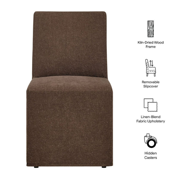 Modway Furniture Tessera Modway Slipcovered Dining Chair with Kiln Dried Wood Frame and Hidden Casters Cocoa EEI-7528-COA