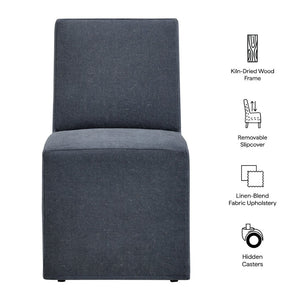 Modway Furniture Tessera Modway Slipcovered Dining Chair with Kiln Dried Wood Frame and Hidden Casters Denim EEI-7528-DEN