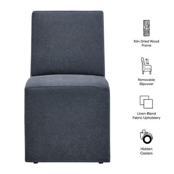 Modway Furniture Tessera Modway Slipcovered Dining Chair with Kiln Dried Wood Frame and Hidden Casters Denim EEI-7528-DEN