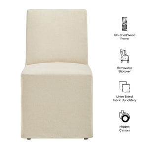 Modway Furniture Tessera Modway Slipcovered Dining Chair with Kiln Dried Wood Frame and Hidden Casters Linen EEI-7528-LIN